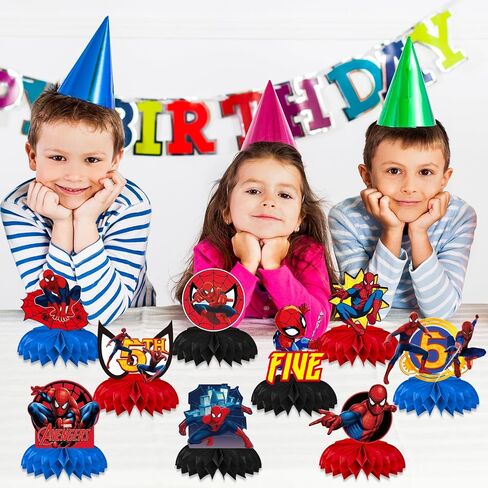 9 Pcs Spider Birthday Party Decorations, Spider Honeycomb Centerpieces Table Toppers, 3D Double Side Sign Standing Cards Birthday Decorations for Spider 2nd Birthday Party Supplies (2nd) in Saudi Arabia