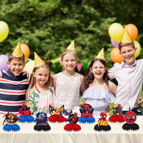 9 Pcs Spider Birthday Party Decorations, Spider Honeycomb Centerpieces Table Toppers, 3D Double Side Sign Standing Cards Birthday Decorations for Spider 2nd Birthday Party Supplies (2nd) in Saudi Arabia