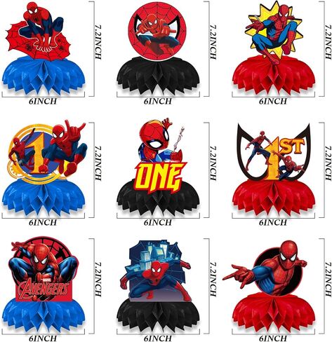 9 Pcs Spider Birthday Party Decorations, Spider Honeycomb Centerpieces Table Toppers, 3D Double Side Sign Standing Cards Birthday Decorations for Spider 2nd Birthday Party Supplies (2nd) in Saudi Arabia
