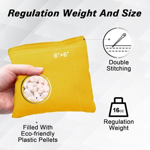JMEXSUSS Weather Resistant Cornhole Bags, Set of 8 Regulation Corn Hole Beans Bags for Tossing Game, Professional Corn Hole Bags with Tote Bag in Saudi Arabia