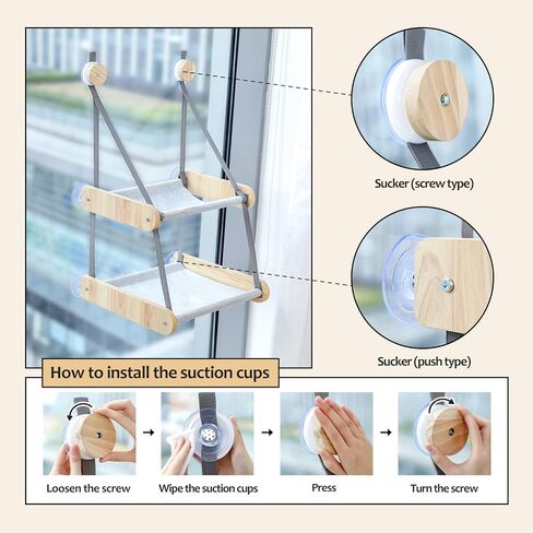 PEQULTI Cat Window Perch, Double Layered Cat Window Hammock,Window Mounted Cat Seat Cat Bed for Indoor Cats in Saudi Arabia