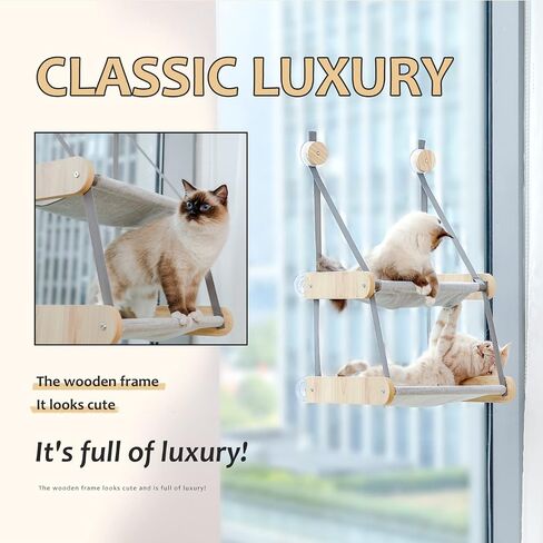 PEQULTI Cat Window Perch, Double Layered Cat Window Hammock,Window Mounted Cat Seat Cat Bed for Indoor Cats in Saudi Arabia
