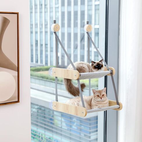 PEQULTI Cat Window Perch, Double Layered Cat Window Hammock,Window Mounted Cat Seat Cat Bed for Indoor Cats in Saudi Arabia