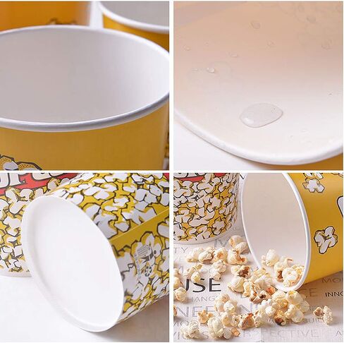 حاويات الفشار من الورق المقوى دلو الفشار 85oz، صناديق الفشار دلاء الفشار أكواب الفشار، أكواب الفشار حوض دلو الفشار القابلة لإعادة الاستخدام لمسرح الأفلام، والحفلات، وليلة الفيلم، ومقاومة للتسرب ودرجة الغذاء (10) in Kuwait