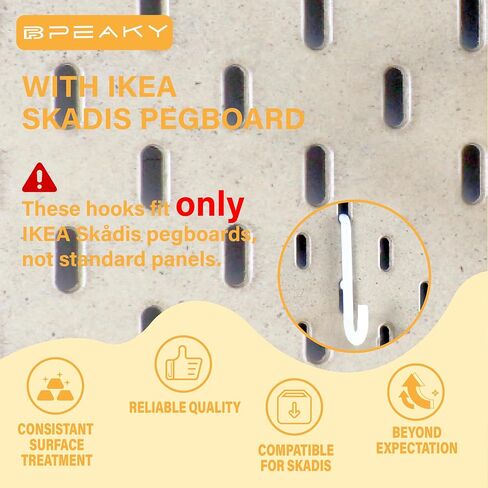 Pegboard Hooks for IKEA Skadis Pegboard, White, Pegboard Accessories, Compatible with IKEA SKADIS Pegboard, 16 Pack in Kuwait