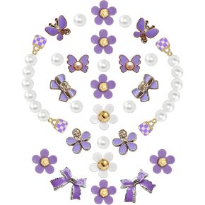 Cute Flower, Butterfly & Pearl Shoe Charms Set, Bling Rhinestone Shoe Chains Charms for Girls, DIY Sandal Decoration and Perfect Party Favors in Saudi Arabia