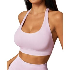 حمالة صدر رياضية هالتر للنساء - حمالة صدر مبطنة بدون ظهر لليوجا، حمالة صدر مفتوحة للتمرين من الخلف مع وسادات قابلة للإزالة in Kuwait