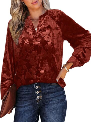 Simplee Velvet Tops for Women Long Sleeve Button Down Shirt Fall Blouses Dressy Casual Holiday Party Outfits 2025 in Saudi Arabia