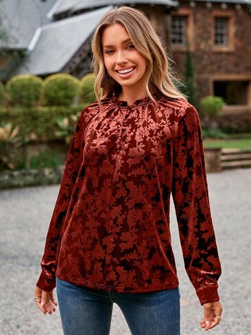 Simplee Velvet Tops for Women Long Sleeve Button Down Shirt Fall Blouses Dressy Casual Holiday Party Outfits 2025 in Saudi Arabia