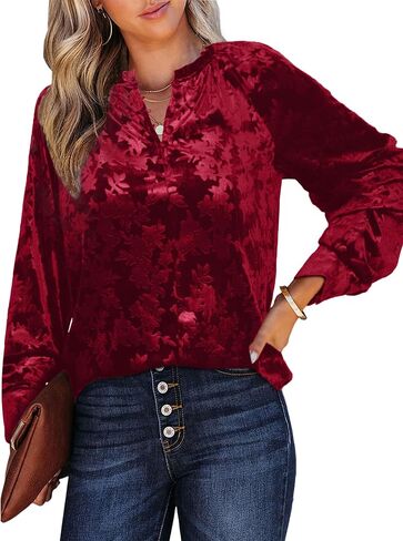 Simplee Velvet Tops for Women Long Sleeve Button Down Shirt Fall Blouses Dressy Casual Holiday Party Outfits 2025 in Saudi Arabia