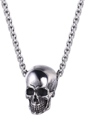 U7 Men Pendant Necklaces, Stainless Steel Necklace for Men, Cool Guitar Pick Skull/Alligator Dinosaur Skeleton Tyrannosaurus Rex/Gothic Skull/Octopus/Evil Demon Hannya Mask Pendant with Chain in Saudi Arabia