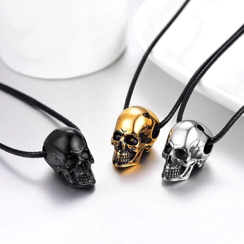 U7 Men Pendant Necklaces, Stainless Steel Necklace for Men, Cool Guitar Pick Skull/Alligator Dinosaur Skeleton Tyrannosaurus Rex/Gothic Skull/Octopus/Evil Demon Hannya Mask Pendant with Chain in Saudi Arabia