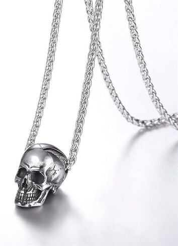 U7 Men Pendant Necklaces, Stainless Steel Necklace for Men, Cool Guitar Pick Skull/Alligator Dinosaur Skeleton Tyrannosaurus Rex/Gothic Skull/Octopus/Evil Demon Hannya Mask Pendant with Chain in Saudi Arabia