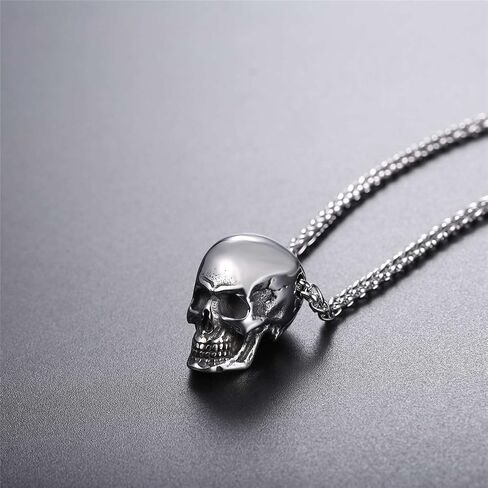 U7 Men Pendant Necklaces, Stainless Steel Necklace for Men, Cool Guitar Pick Skull/Alligator Dinosaur Skeleton Tyrannosaurus Rex/Gothic Skull/Octopus/Evil Demon Hannya Mask Pendant with Chain in Saudi Arabia