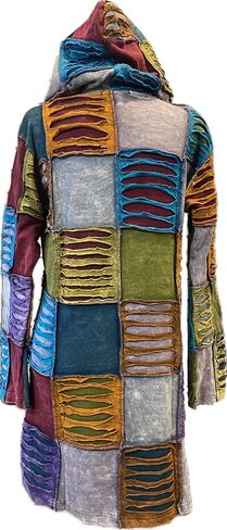 Karma Handicrafts Hippie Boho Winter Cotton Patchwork Embroidered Jacket Hoodie Retro Coat Nepal J5 in Saudi Arabia