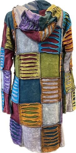 Karma Handicrafts Hippie Boho Winter Cotton Patchwork Embroidered Jacket Hoodie Retro Coat Nepal J5 in Saudi Arabia