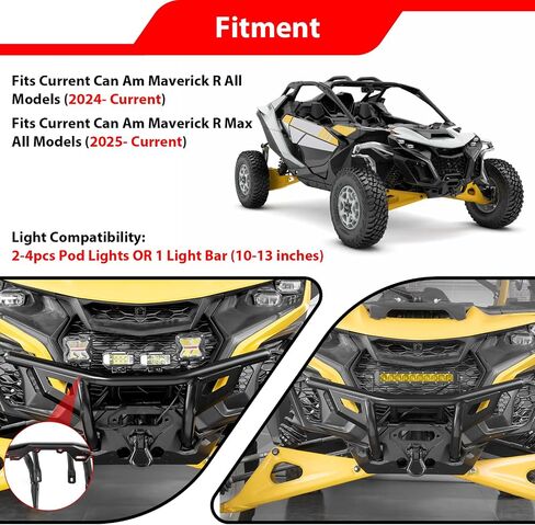 قطعة واحدة من المصد الأمامي WeiSen UTV متوافقة مع Can Am Maverick R/Max 2024-2025، رقم استبدال تركيب الضوء المدمج في الأنبوب الثقيل: 715007311/715007691 in Saudi Arabia