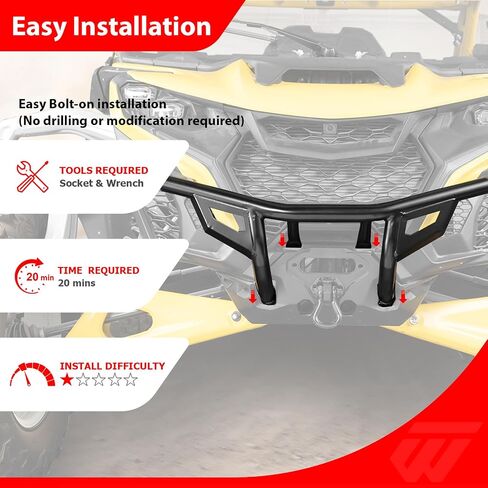 قطعة واحدة من المصد الأمامي WeiSen UTV متوافقة مع Can Am Maverick R/Max 2024-2025، رقم استبدال تركيب الضوء المدمج في الأنبوب الثقيل: 715007311/715007691 in Saudi Arabia