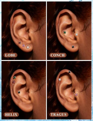 20G 18G 16G Astm F136 Titanium Threadless Flat Back Earrings Nose Studs Tragus Helix Conch Cartilage Lobe Earrings Medusa Labret Snake Bite Monroe Lip Ring Piercing Jewelry For Women Men in Saudi Arabia