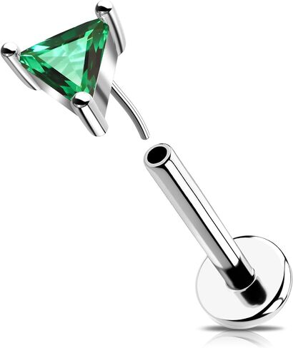 OUFER 16G Helix Piercing Jewelry, 316L Stainless Steel Forward Helix Earrings, Triangle Clear CZ Flat Back Labret Lip Piercing, Push Pin Cartilage Tragus Earrings For Women Men in Saudi Arabia