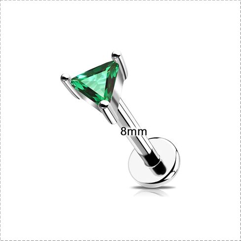 OUFER 16G Helix Piercing Jewelry, 316L Stainless Steel Forward Helix Earrings, Triangle Clear CZ Flat Back Labret Lip Piercing, Push Pin Cartilage Tragus Earrings For Women Men in Saudi Arabia
