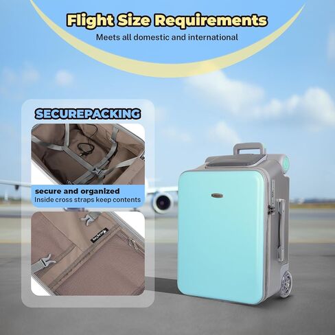 FAHKNS Ride on Carry On Suitcase for Kids,Large Suitcases with Child Seat Design,Rolling Travel Luggage With Kids Seat for Airplane,Blue in Saudi Arabia