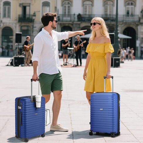 حقيبة كونو قابلة للتوسيع مقاس 20 بوصة مع عجلات دوارة، حقيبة متينة متينة مع حامل أكواب مخفي، هيكل صلب خفيف الوزن يمكن حمله على حقيبة السفر المعتمدة من شركة الطيران مع قفل TSA (أسود) in Kuwait