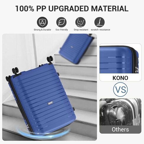 حقيبة كونو قابلة للتوسيع مقاس 20 بوصة مع عجلات دوارة، حقيبة متينة متينة مع حامل أكواب مخفي، هيكل صلب خفيف الوزن يمكن حمله على حقيبة السفر المعتمدة من شركة الطيران مع قفل TSA (أسود) in Kuwait