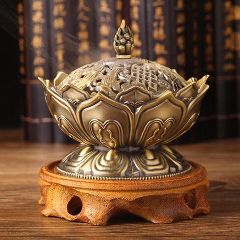 1PC Lotus Flower Incense Burner Buddhism Buddha Holder Brass Mini Censer Incense Metal Craft Home Decoration in Saudi Arabia