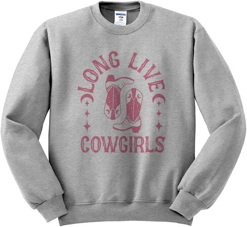 TeesAndTankYou Pink Long Live Cowgirls Sweatshirt Unisex in Saudi Arabia