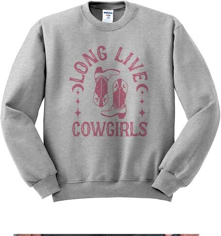 TeesAndTankYou Pink Long Live Cowgirls Sweatshirt Unisex in Saudi Arabia
