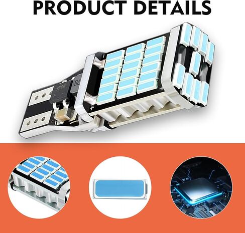 4 قطع T15 4014 45SMD LED مصابيح عكسية، 6500K 800LM لمبات إشارة الانعطاف للسيارة، مصابيح فرامل عالية السطوع 12 فولت، إضاءة 360 درجة، مناسبة لمعظم السيارات والشاحنات وRVs (أبيض) in Saudi Arabia