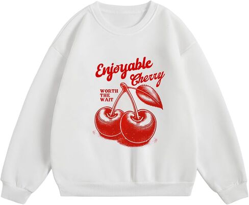 SHENHE Women's Cherry Sweatshirt Graphic Crewneck Long Sleeve Fleece Sweatshirt Pullover in Saudi Arabia