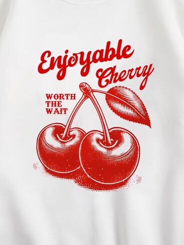 SHENHE Women's Cherry Sweatshirt Graphic Crewneck Long Sleeve Fleece Sweatshirt Pullover in Saudi Arabia