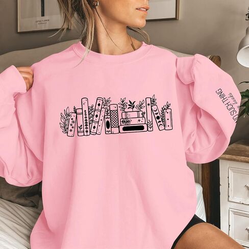 Book Sweatshirts for Women Oversized Bookish Reading Sweatshirt Teacher Long Sleeve Shirts Graphic Pullover Tops in Saudi Arabia