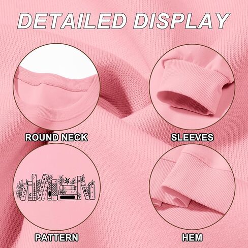 Book Sweatshirts for Women Oversized Bookish Reading Sweatshirt Teacher Long Sleeve Shirts Graphic Pullover Tops in Saudi Arabia