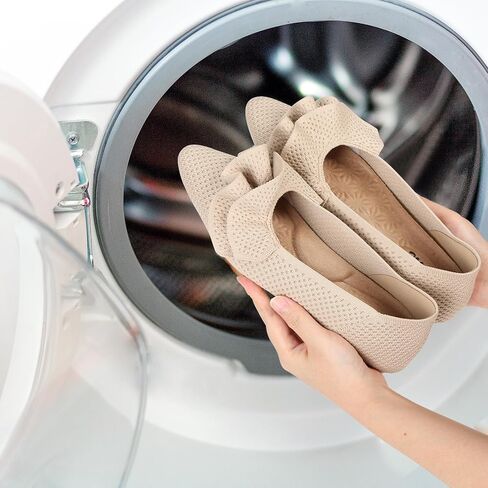 Women's Flat Shoes Fashion Comfortable Knit Pointed Toe Washable Ruffle Ballet Flats with Soft Insole Arch Support in Saudi Arabia