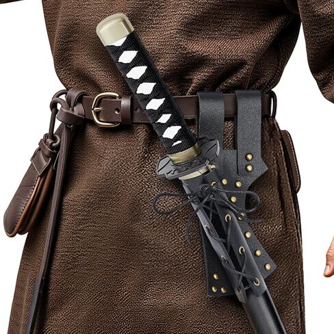 Leather Sword Frog Medieval Sword Holster Belt, Adjustable Lacing for Proper Fit, Renaissance Accessory for Knight Warrior Pirate Cosplay Halloween Costume in Saudi Arabia