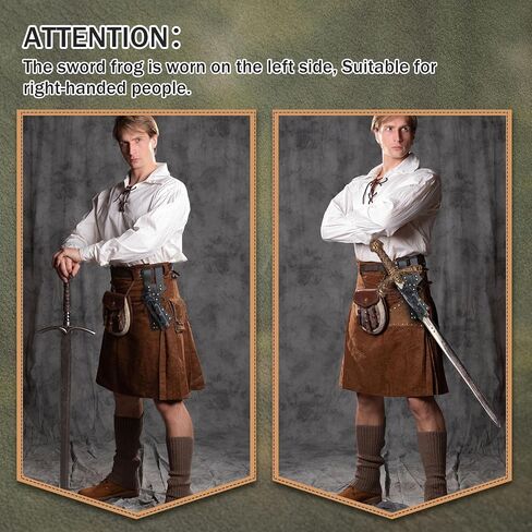 Leather Sword Frog Medieval Sword Holster Belt, Adjustable Lacing for Proper Fit, Renaissance Accessory for Knight Warrior Pirate Cosplay Halloween Costume in Saudi Arabia