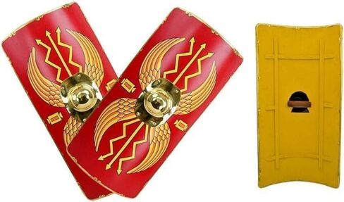 28" Roman Scutum Shield – Red & Brass-Lined Replica | Ancient Roman Legionary Shield for Reenactment, Cosplay, LARP & Costume Display in Saudi Arabia