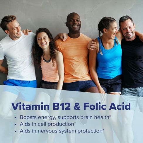 Superior Source No Shot Vitamin B12 Cyanocobalamin (1000 mcg), Folic Acid (400 mcg), Quick Dissolve MicroLingual Tablets, 100 Ct, Increase Energy, Boost Metabolism, Heart and Stress Support, Non-GMO in Kuwait