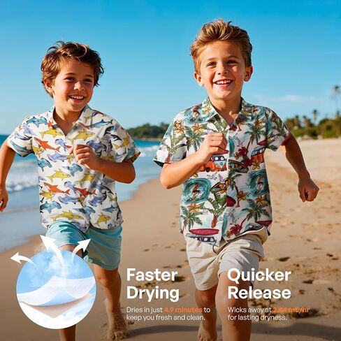 قمصان Giggling Getup Hawaiian للأولاد والأطفال كاجوال بأكمام قصيرة وأزرار سفلية للشاطئ الصيفي in Kuwait