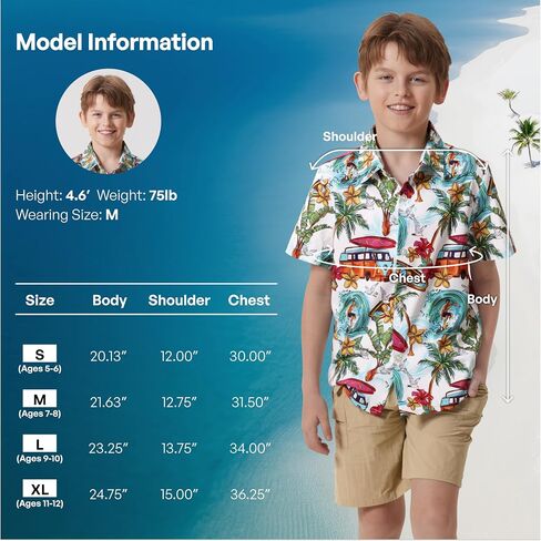 قمصان Giggling Getup Hawaiian للأولاد والأطفال كاجوال بأكمام قصيرة وأزرار سفلية للشاطئ الصيفي in Kuwait