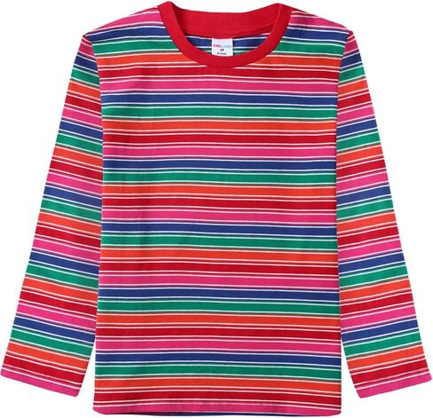 COSLAND Boys and Toddlers' Casual Striped Shirt Crew Neck Long Sleeve Basic Top, 2T-Large in Saudi Arabia