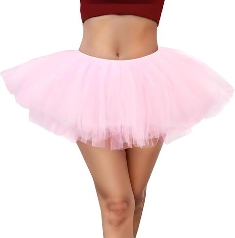 Womens 5 Layers Pink Tutu Skirts Puffy Elastic Tulle Party Short Skirts Halloween Christmas Costume in Saudi Arabia