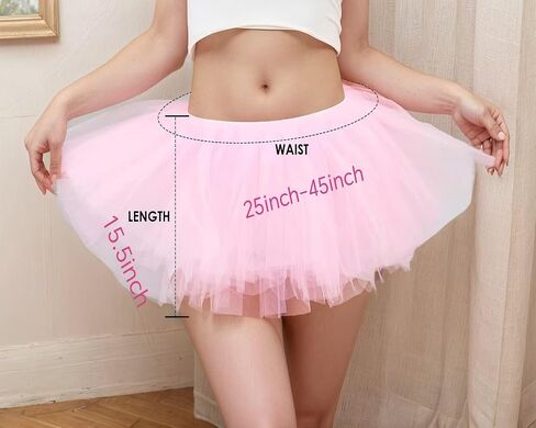 Womens 5 Layers Pink Tutu Skirts Puffy Elastic Tulle Party Short Skirts Halloween Christmas Costume in Saudi Arabia
