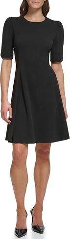 DKNY Women's Short Sleeve Jewel Neck Fit & Flare Mini Dress in Saudi Arabia