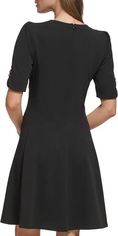 DKNY Women's Short Sleeve Jewel Neck Fit & Flare Mini Dress in Saudi Arabia