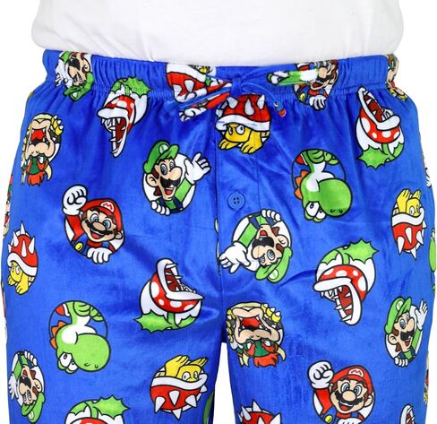 Nintendo Super Mario Pajamas for Men, Video Game Pajama Pants, Fleece Luigi & Mario Pj Pants for Adults - Sizes S-XL in Saudi Arabia