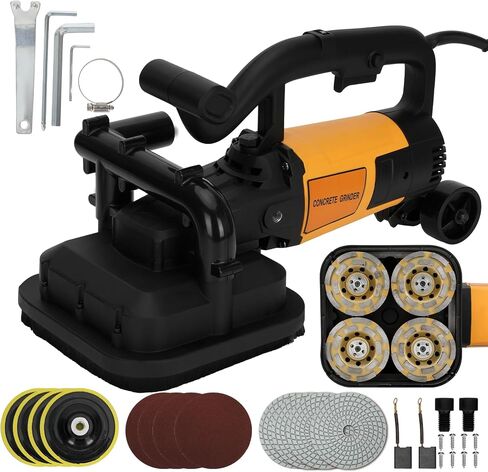Electric Diamond Polisher Machine 8" Diameter Ggrinding with Three 4"Metal Sanding Ddiscs，3800W Concrete Grinder，6-speed control Concrete Surface Grinder for All Types of Stones as Granite, Concrete in Saudi Arabia